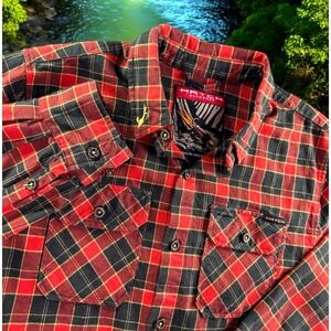 Hatch Flannel Shirt Men Med Red Fly‎ Fishing Gear Flap Pockets Rugged Trout